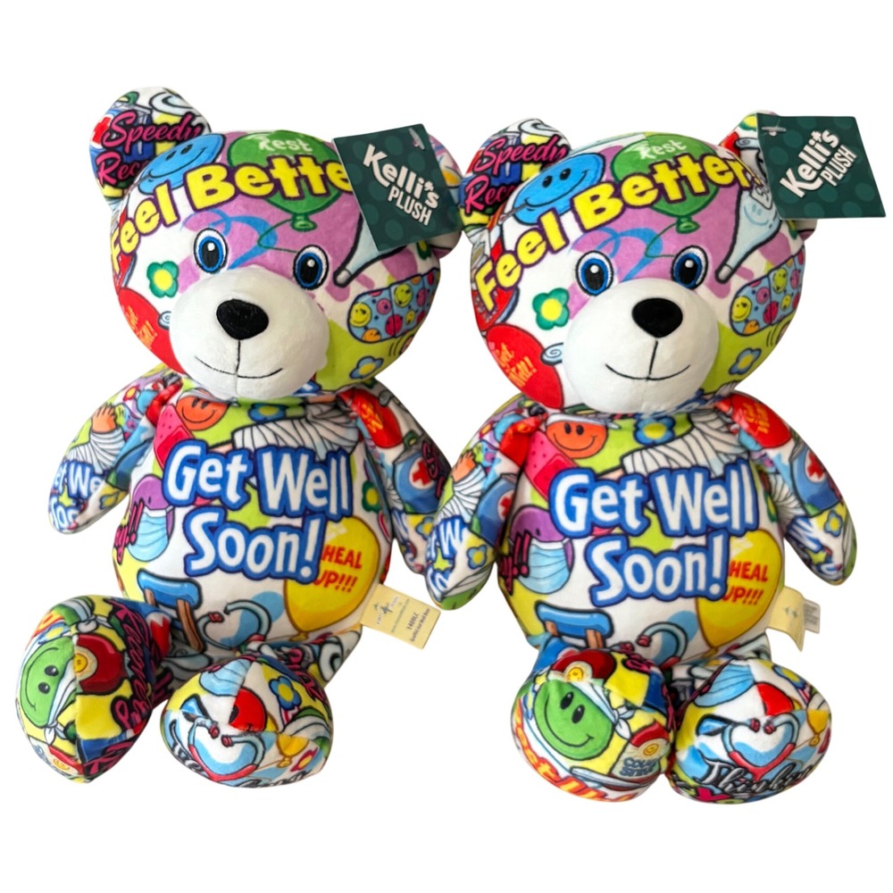 First & Main Kelli's Plush Graffiti Get Well Soon Bear Set of 2 Multicolor 15X 7